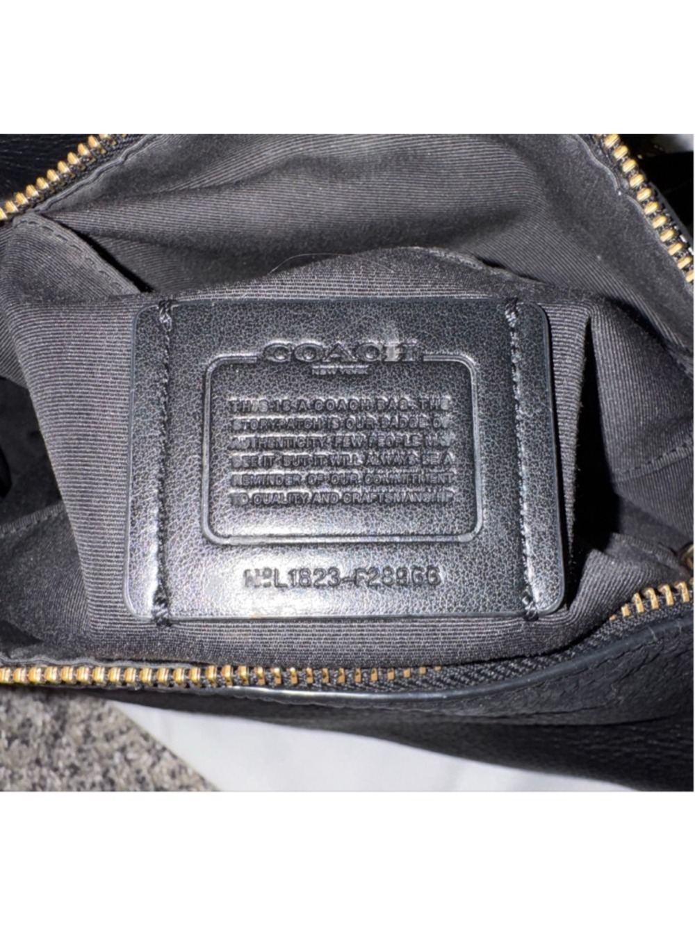 Coach Pebbled Leather Shoulder Bag Black Gold Hardware Crossbody Purse F28966 - Picture 8 of 11